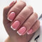 24 Pièces Court Faux Ongles Français Glossy Press on Nails Naturel Acrylique Pleine Couverture Bâton sur Ongles pour Femmes et Filles, Faux Ongles à Coller Nail Art (Rose)