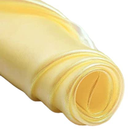Wambere 150cmx3m Organza Stoffe,Glanz Satin Modestoff Dekostoff Kostümstoff Stoffe zum Nähen Meterware Dekorieren,Brautschleiern Hochzeitskleid Tischläufer Hochzeit Geburtstag Party Deko,Gelb