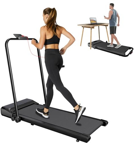 CANMALCHI Under Desk Treadmill Foldable 1-12KM/H Adjustable Speed,Walking Running Machine Portable for Home Cardio Exercise,with Remote Control,Non-Assembly (5028)