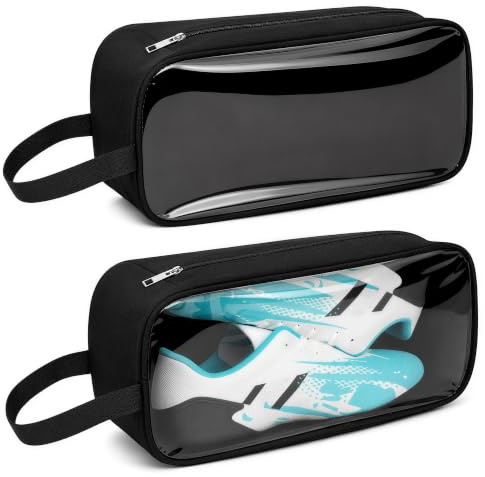 Linkidea Lot de 2 Sacs de Rangement pour Chaussures de Foot, Housse de Rangement pour Crampons, Convient Jusqu’à la Pointure US Homme 13, Sac à Bottes Compact Imperméable (Noir)