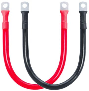 ECO-WORTHY Batteriekabel 2 Stück 30CM 35mm² Batterie Kupferkabel mit M8 Ringklemmen für Auto KFZ LKW Motorrad Solar Wohnmobil Marine Massekabel