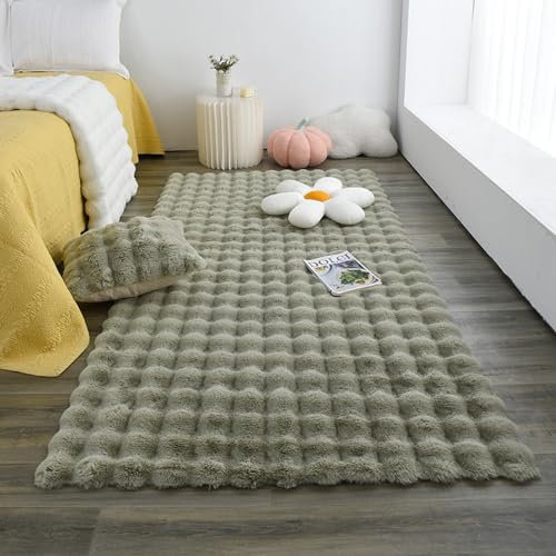 MAIFURUN Faltbare Bubble Velvet-Teppiche, Rutschfester Teppich für den Bereich, Trendiger Nachttischteppich, gemütliche Plüschdecke, Erkerfenster, Sofa, Spielzimmermatte für den,A- 60x120CM