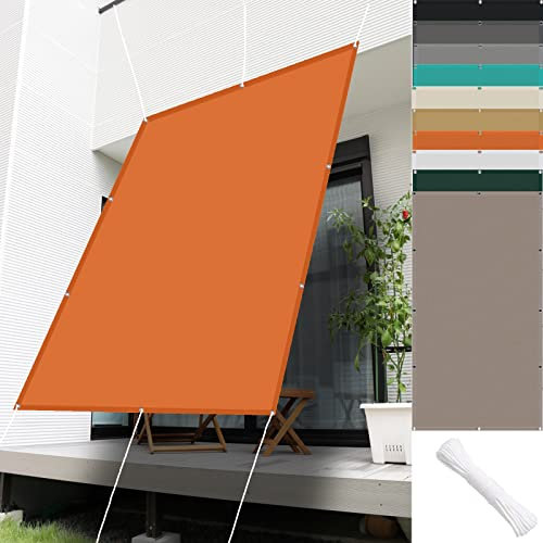 Sonnensegel mit Öse 7.5 x 9 m Wetterschutz Wasserabweisend Sonnensegel Balkon Uv-Schutz-Polyestergewebe mit Seil Sonnenschutz für Garten Terrasse Und Balkon, Orange