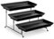MALACASA 3-stufige Servierplatte aus Steinzeug mit klappbarem stabilem Ständer, für Partys, Buffets, Obst, Desserts, Cupcakes, mattes Schwarz, 36 x 15,3 cm
