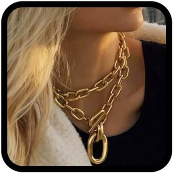 Reaky Chunky Necklace Gold Layered Necklaces Punk Thick Necklace Chains for Women
