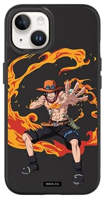 RhinoShield Case kompatibel mit [iPhone 14/13] | SolidSuit - Stoßdämpfende & schlanke Schutzhülle mit Premium Finish - 3.5 Meter Fallschutz - Schwarz [One Piece/Ace - Fire]