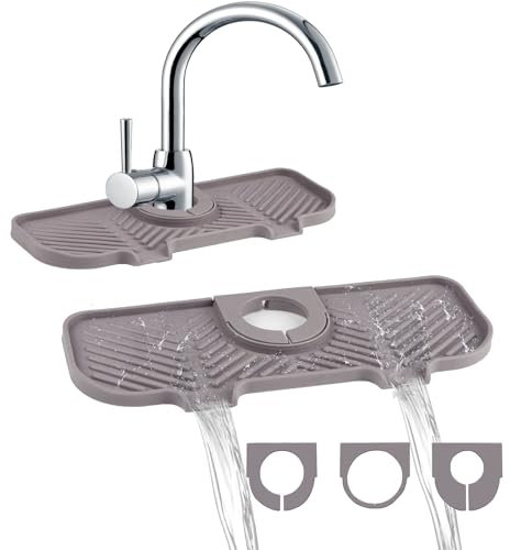 TAIANJI Wasserhahn Matte, Silikon Abtropfmatte für Küche Universal Wasserhahn Spritzschutz Wasserhahnmatte Küchenspüle mit 3 Replacement Sizes Abtropfmatte für Wasserauffang Rbeitsplatte Schützen