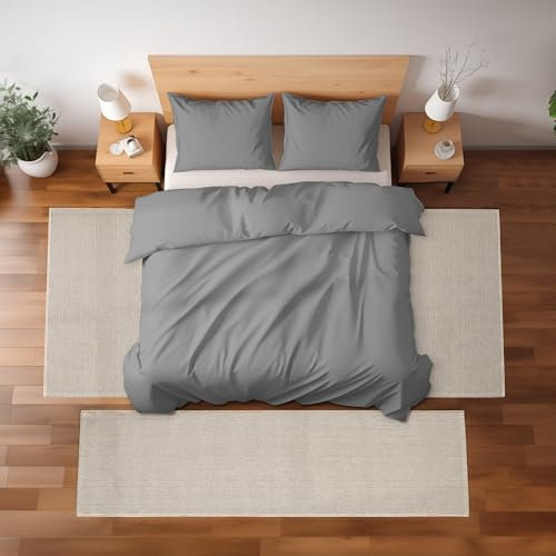 HomebyHome Bettumrandung Schlafzimmer 3 teilig Teppich Creme - Waschbarer Bettumrandung Teppich Läufer Set Extra Flauschig Bettvorleger Schlafzimmer Bettset:2 St. 60x100 cm | 1 St. 80x150 cm