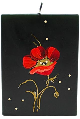 Dekohelden24 Hochwertige Kerze mit Orchidee/Orchideenkerze/Segel/schwarz mit roter Blüte/L/B/H: ca. 9 x 5 x 12 cm.
