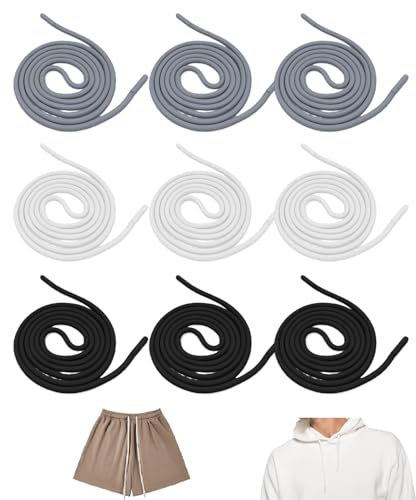 Cordoncino per Pantaloni,9 Pcs Coulisse per Felpa in Poliestere,Cordoncini di Ricambio con Coulisse,Cordino di Ricambio per Felpa con Cappuccio per Giacche,Scarpe,Pantaloni,Maglie Sportive (130cm)