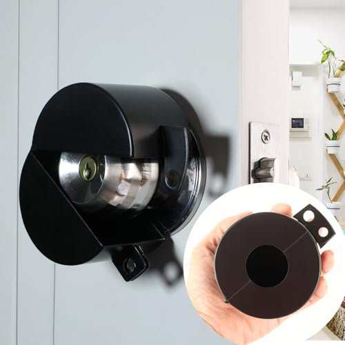 Door Handle Locking Device, Door Reinforcement Lock, Metal Door Lock Cover to Prevent Unauthorized Entry and Key Opening (Without Padlock) Black