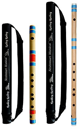 Musical Combo Flöten F Natural (35,6 cm) & FF 7 Loch (53,3 cm) Bambusflöte Bansuri mit Flöte Tragetasche gratis