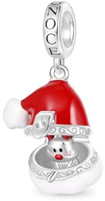 GNOCE Charm Anhänger Öffnbarer Weihnachtsmannmützen Elch Anhänger 925 Sterlingsilber Beads Charms für Frauen und Mädchen Schmuckgeschenk