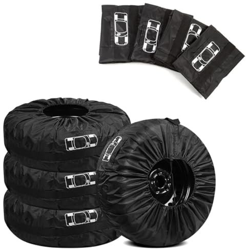 MSMDG 4 Stück Reifentasche Set für Opel Astra H 51 87 877 51 87 878, wasserdichte Staubdicht Reifenschutzhülle Schutzhülle für Reifenaufbewahrung,Black-S