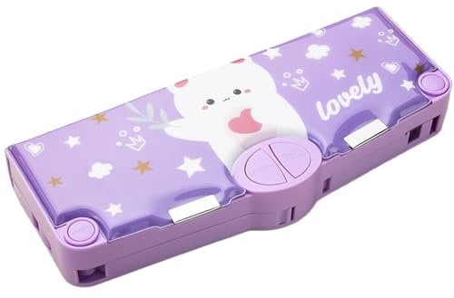 Pop-up-Federmäppchen, Cartoon-Bär, Kawaii-Federmäppchen Mit Knöpfen, Multifunktions-Federmäppchen Mit Fächern, Stundenplan, Anspitzer Und Schere, Federmäppchen Für Kinder, Mädchen, Geschenke, Federmäp