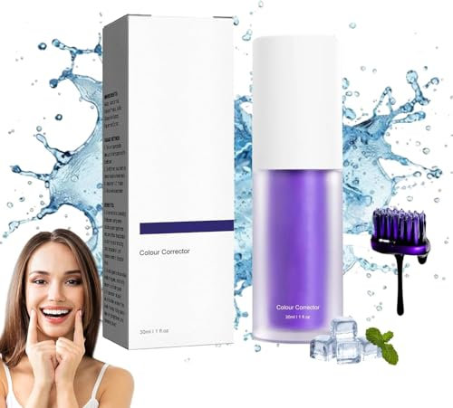 Dentifricio viola per lo sbiancamento dei denti, dentifricio Whitening Power Boost, rimozione delle macchie dai denti, sbiancante per denti