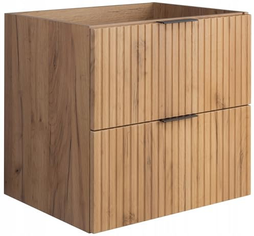 RODAN - Unterschränke fürs Bad 60 cm Eiche Craft Gold - Waschbeckenunterschrank - Unterschrank Waschbecken mit Zwei leise schließenden Schubladen - Waschtisch Unterschrank