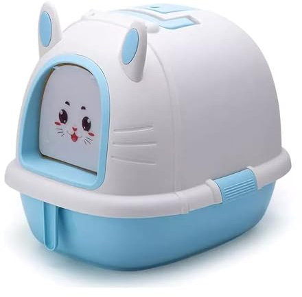 GLOBANI Große geschlossene XXL Katzentoilette mit Schaufel für Katzenstreu, Blau Katzenklo