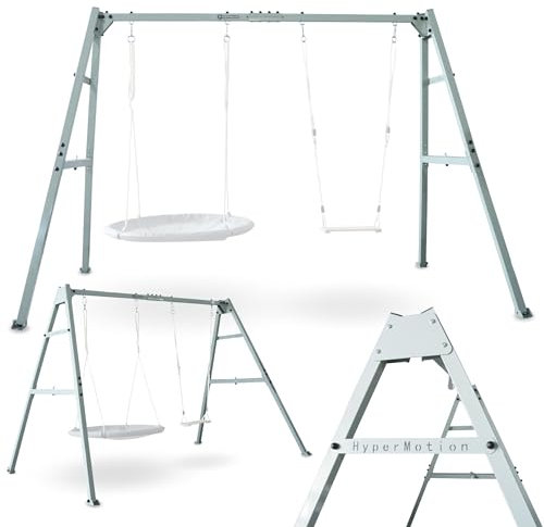 HyperMotion Frame Swing HYP19 Kinderschaukel Outdoor - Schaukelgestell aus Stahl, 310x189x192 cm, Belastbar bis 200 kg, Wetterbeständig, Für 3 Personen - Ab 3 Jahren