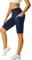 Buepeara Shorts Leggings Damen Fünf Hosen mit Innentasche Hohe Taille Yoga Kurze für Gym Sport Laufhose mit Taschen Blau S-M