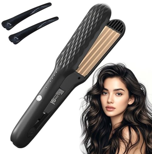 Rizador pelo ondas, Rizador de pelo automatico con 4 temperatura ajustables, Tenacillas pelo ceramica, Planchas del pelo, Plancha alisadora para rizos y alisados, para peinados esponjosos y con volume