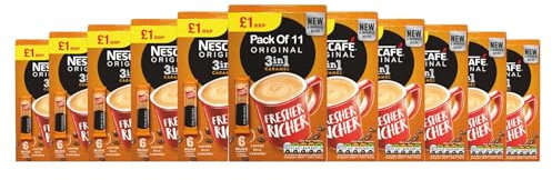 3 in 1 Caramel Instant Coffee Sachets – Case of 11 Packs (6 x 16g Each) – 66 Sachets Total – Smooth & Creamy Caramel Flavour – Convenient Coffee Mix – Ideal for Home, Office & Travel