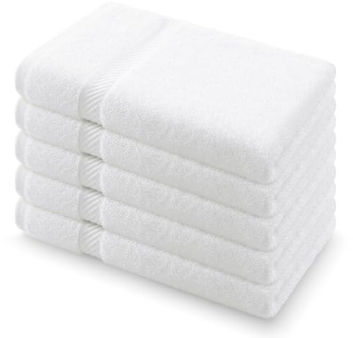 Homaxy Handtücher Set 5er-Pack, Weiß | 5 Gästetücher 30x50 cm| 100% Baumwolle, 500g/m², OEKO-TEX Zertifiziert, Weich&Saugstark, Pflegeleicht, Vielseitig Einsetzbar