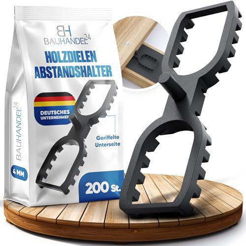 Bauhandel24-200 Stück Terrassendielen Abstandhalter 4mm Fugenbreite, gleichmäßige Fugen bei Holzterrassen, Terrassenbau Distanzhalter