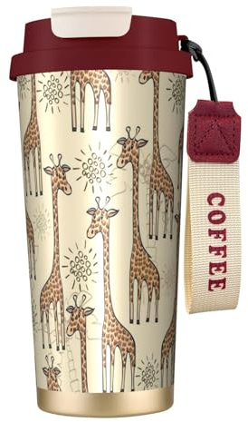 YXDVPALNE Hand Drawn Giraffe Print,316 Stainless Steel Coffee Mug with Lanyard,Insulated Tumbler Double Wall Travel Car Cup 500 ml