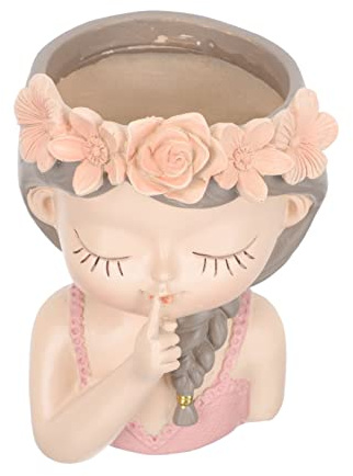 ROMISBABA Pot de Fleurs Céramique Décoratif Grand Format Cache Pot Élégant pour Intérieur et Extérieur Design Visage Féminin pour Plantes et Fleurs Jardin et Balcon