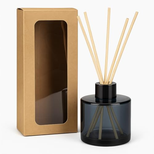 WonderWax® Stäbchen Diffuser Rauchglas Set 130 ml Tannenbaum | Reed Diffusor | Raumduft mit 8 Duftstäbchen, Natürlich, Langanhaltend, Aromatherapie Home Duft für Badezimmer, Büro und Bad