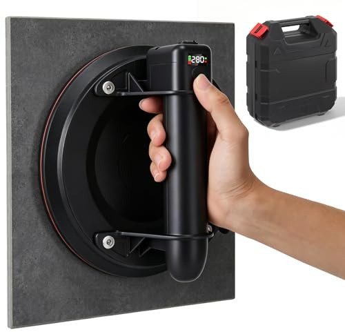 Elektrischer Vakuumsaugnapfheber 8 Zoll Selbstsaugend mit digitalem Display, batteriebetriebener Vakuumsaugheber, Tragkraft über 280 kg, für matte und glatte Oberflächen, Plattenheber für Glas, Fliese