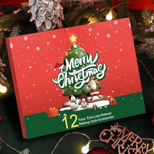 Makeup Adventskalender Weihnachten, 12 Tage Make-up Produkte, Countdown Kalender für Kosmetik, für Frauen Winter Anlässe Tagesroutine Profis