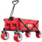 Trail Beach Trolley Cart Folding Camping Festival Wagon With Pull Along Handle, All Terrain Wheels, Drink Pockets, 60KG Capacity (Red)
