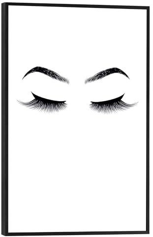 REINDERS Gerahmtes Bild, Wimpern und Augenbrauen, Wohnzimmer, Bilder, Wanddeko, Room Decor, MDF, Schwarz-Weiß, 30x20cm