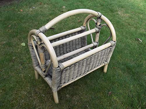 Korbhaus Gesthüsen Zeitungsständer, Zeitungskorb aus Peddigrohr/Rattan, Antik gebeizt