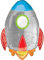 Amscan 3848001 - Folienballon Rakete, Größe 53 x 73 cm, Blast Off, Luftballon, Helium, Raumschiff, Planeten, Geschenk, Dekoration, Mottoparty, Geburtstag