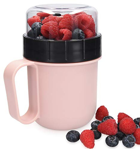 Navaris Müslibecher to Go Becher Lunchbox Brotdose - Behälter für Joghurt, Müsli oder Suppe - Box zur Trennung von Zutaten - spülmaschinengeeignet