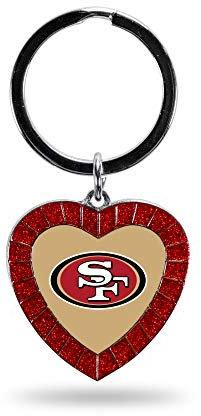 Rico Industries NFL San Francisco 49ers NFL Schlüsselanhänger in Herzform, Strass, Rot, 7,6 cm lang