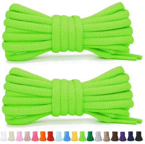 Stepace 2 Paia di Lacci Arrotondati da 60cm per Sneakers, Lunghezza 200cm 18 Colori, Lacci per Scarpe Verde neon 100cm