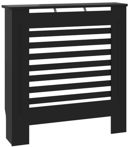 vidaXL Heizkörperverkleidung mit horizontalen Latten Heizungsabdeckung Heizungsverkleidung Heizkörperabdeckung Heizung Abdeckung Heizkörper MDF Schwarz 78cm