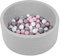 SELONIS Piscine À Balles 70X30cm/150 Balles Ronde en Mousse pour Bébé Enfant, Gris Clair:Blanc-Gris-Rose Poudré