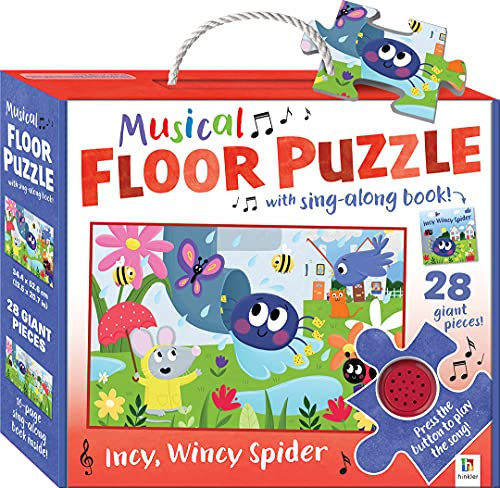 Hinkler | Incy Wincy Spider Nursery Rhymes Floor Puzzle with Sounds and Story Book | Musical Nursery Rhyme Button | Story Book for Toddlers | Ages 3 Years Plus