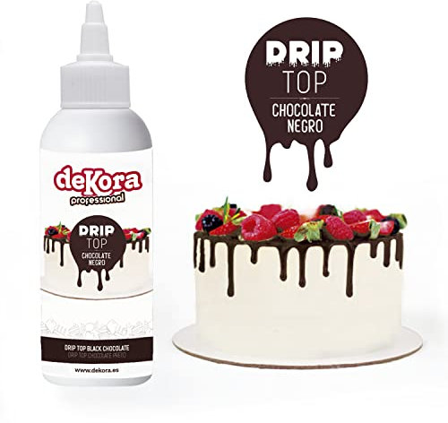 Dekora – Choco Drip Colore Cioccolato Nero | Decorazione con Effetto a Goccia per Torte Drip Cake - 180g