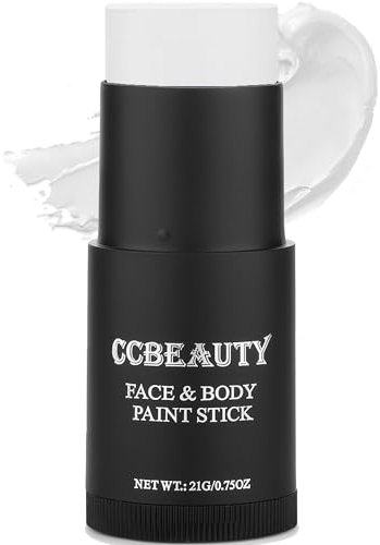CCBeauty Weißes Gesichts-Körperfarbe, Öl (21,3 g), cremefarben, mischbar, ungiftig, hypoallergen, weißer Concealer-Stift-Aufheller für Augen, Gesicht, Make-up, Clown weiß, Halloween