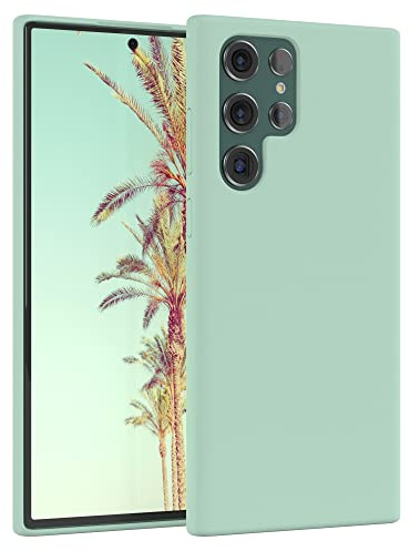 EAZY CASE Premium Silikon Handyhülle kompatibel mit Galaxy S22 Ultra 5G Slimcover mit Kameraschutz und Innenfutter, Silikonhülle, Schutzhülle, Bumper, Handy Case, Hülle, Softcase, Mint Grün