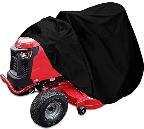 Waterproof Riding Lawn Mower Cover,Outdoor Ride-on Tractor Windproof Covers,Outside UV Protection Universal Fit Lawnmower Covers with Drawstring & Cover Storage Bag,Black (72''L x 54''W x 46''H)