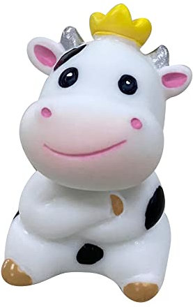 MoreChioce Miniatur Kühe Figuren, Auto Armaturenbrett Ornament Miniatur-Tiergarten-Dekoration für Außenbereich Tierfiguren Harz Ornamente Milchkuh Dekofigur Handwerk Puppenhaus Dekoration,Typ 1