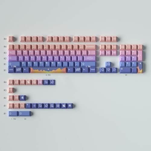 PBT-Tastenkappen Kirschprofil Niedliches Märchen-Tastenkappen-Set 130 Tasten Custom Dye-Sub Keyboard Keycaps für Cherry Gateron MX Switches Mechanische Tastaturen