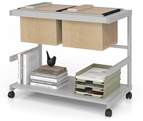 bümö Aktenwagen mit Rollen als fahrbare Ablage von Hängemappen & Ordner in grau